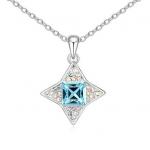 Silver Tone Aquamarine Star of the Sea with Rainbow Crystal Accent 18 inch.JPG